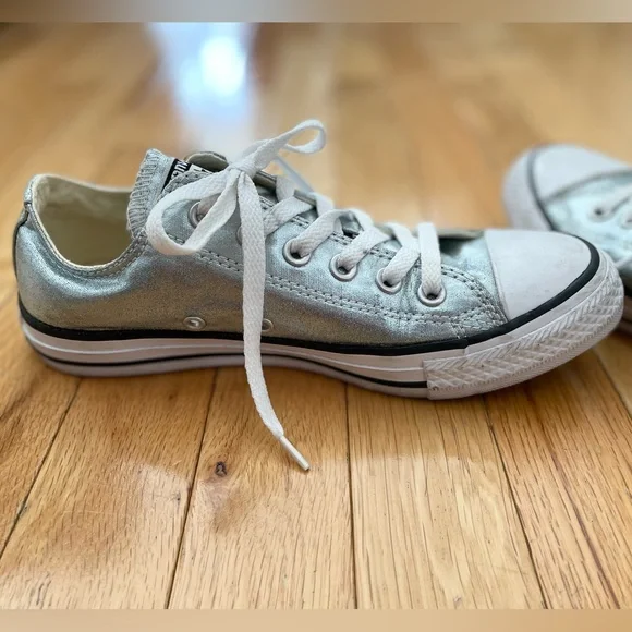 Converse Chuck Taylor All Star Low-top Sneakers Blue Glacier Metallic Sz 7 - Picture 5 of 6